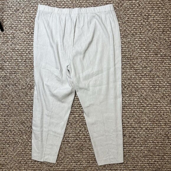 J Jill Pants Womens Sz XL Linen Stretch Capri Crop Buttons Side Zip Light Gray - Picture 2 of 16